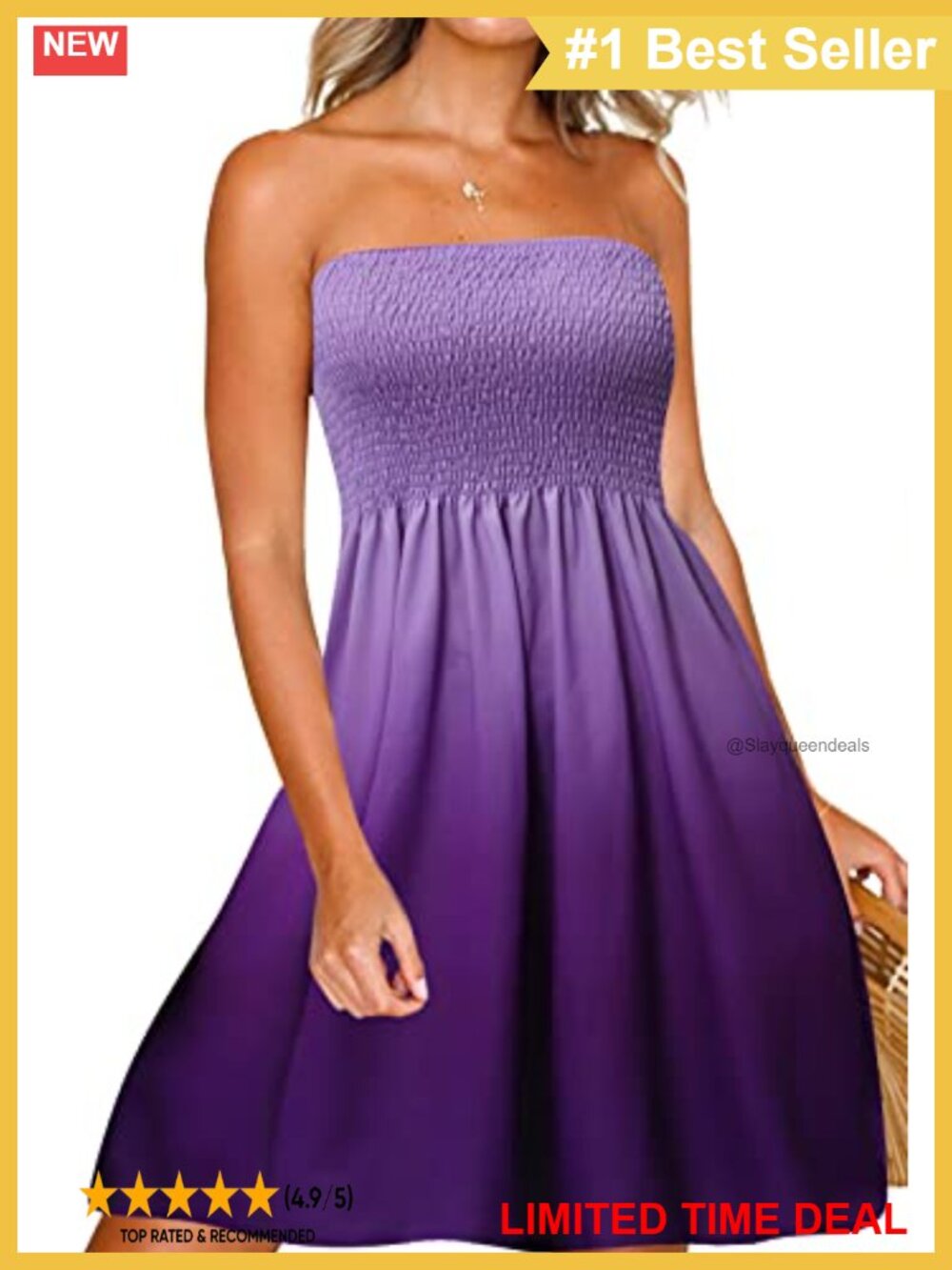 Strapless Tube Top Beach Cover Up Dress A-Line Sundress Lightweight